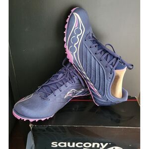 Saucony Womens Spitfire5 Running Spikes Performance Shoes Size 10.5 Indigo/Grape